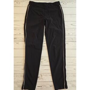 Athleta Womens Black Athletic Pants Side Stripe Zipper Pockets Size 4 Tall